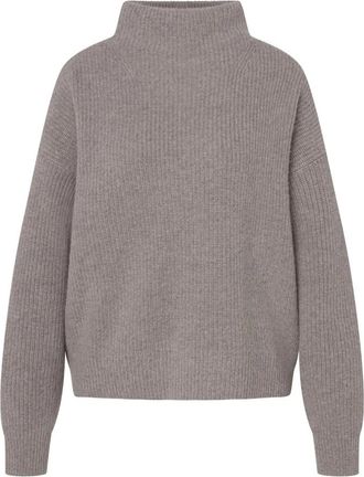 Windsor Trui met opstaande kraag van ribgebreid materiaal - Dames - Coltruien - Grijs - XS - Wol - Truien & Vesten