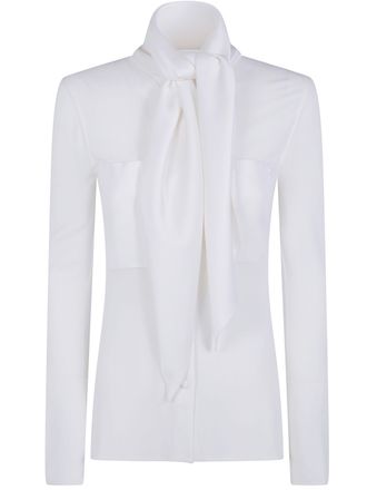 Courr&egrave;ges Shirt Satin Scarf Collar Jersey