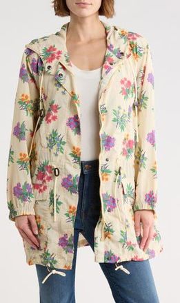 The Great. The Rover Hooded Water Resistant Jacket in Pale Khaki Palisade Floral at Nordstrom Rack, Size Small