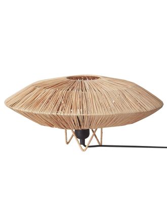 Beliani L&aacute;mpara de mesa mimbre natural