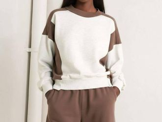 Flying Tomato Kendra Knit Pullover In Oatmeal Brown
