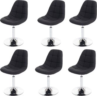 Hhg Hhg - Nunca Usado] Juego De 6 Sillas De Comedor 452, Silla Giratoria, Cromo, Textil Gris Oscuro