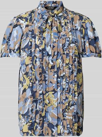 Lauren Ralph Lauren Regular Fit Schluppenbluse mit gelegten Falten Modell JALFRED in Blau, Größe M