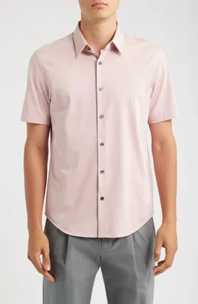 Theory Irving Short Sleeve Button-Up Shirt in Chalk Pink - Vin at Nordstrom, Size Xx-Large