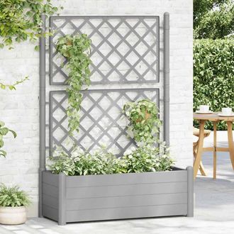 Berkfield Home Beautiful Garden Planter with Trellis 100x43x142 cm PP Stone Grey | Size: 100 x 43 x 142 cm