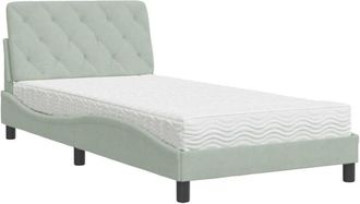 vidaXL Cama Con Colch&oacute;n Terciopelo Gris Claro 100x200 Cm Vidaxl