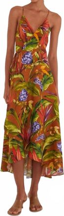 Farm Rio Florart Midi Wrap Dress In Brown