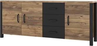 Petits Meubles Aparador 3 puertas 3 cajones estratificado marrón negro