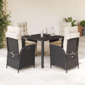 vidaXL Set De Muebles Jard&iacute;n 5 Pzas Con Cojines Rat&aacute;n Sint&eacute;tico Negro Vidaxl