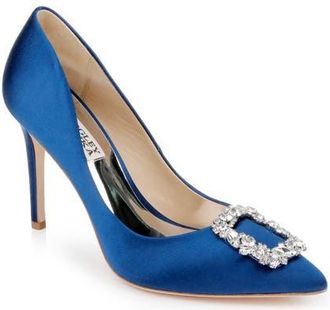 BADGLEY MISCHKA ハイヒール　ブルー Badgley Mischka Blue Satin Peeptoe Heels sz 9.5 Wedding