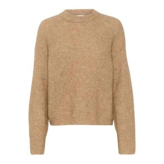 Gestuz Debbie GZ Camel Melange Pullover Sweater - Dames - Ronde hals truien - Bruin - M - Wol - Truien & Vesten
