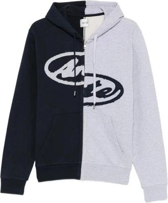 Arte Split Patch Zip Hoodie - Heren - Vesten met rits - Grijs - M - Katoen - Hoodies & sweatvesten