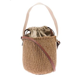Chlo&eacute; Woody Beige Small Bucket Bag In Rafia Woman