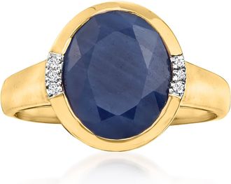 Ross-Simons African Sapphire Ring With Diamond Accents in 14kt Yellow Gold