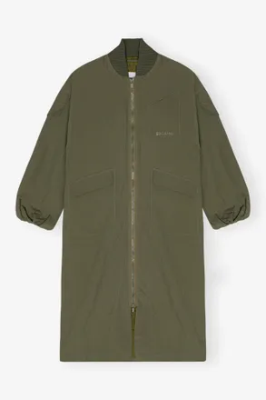 Ganni Green Tech Seersucker Oversized Shell Coat - Size XXS/XS