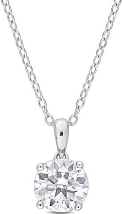 Delmar Sterling Silver Round Lab Created Moissanite Pendant Necklace at Nordstrom Rack