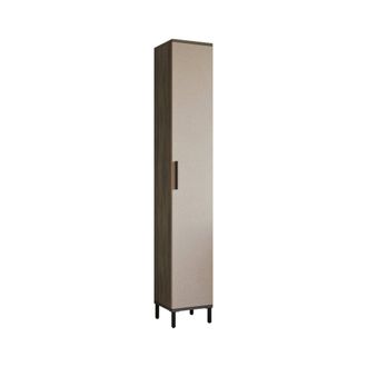 Dmora Armario Multiuso 1 Puerta Eusebe, 5 Estantes, Perchero, 6 Compartimentos, 30x184h Cm Marr&oacute;n