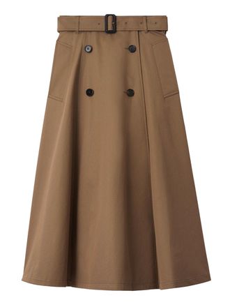 Burberry Gonna Trench Midi In Gabardine-Donna