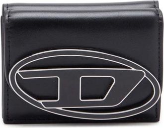 Diesel Accessoires, Dames, Zwart, ONE Size, Leer, 1DR Trifold Portemonnee