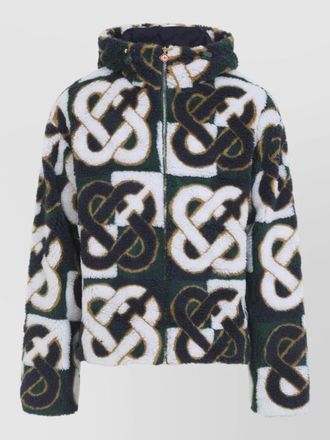 Casablanca monogram check hooded wool fleece jacket