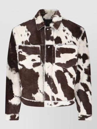 Represent long sleeve faux fur texture jacket