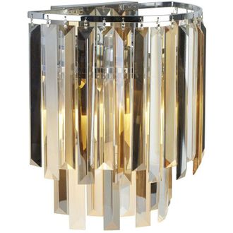 Searchlight Searchlight Clarissa - Applique a 2 luci cromo, paralume in vetro, attacco E14