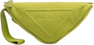 Prada Pre-owned Vintage Canvas Clutch - Dames - Vintage Clutch - Groen - ONE Size - Vintage