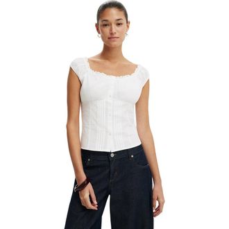 Cotton On Womens Jamie Off Shoulder Top in White at Nordstrom, Size 10