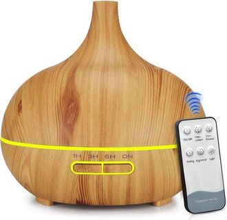 No Brand Humidificadores - Humidificador De 400 Ml Con Control Remoto, 7 Colores Led Ajustables, Difusor De Aroma De Pellets De Madera, Silencioso, Apagado Aut