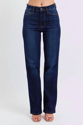 Judy Blue Straight Leg High Rise Jeans In Dark Wash