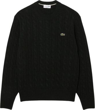 Lacoste Jersey de cuello redondo con punto de ochos - Knitwear - Hombre - Negro - XL