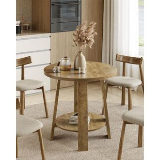 Tribesigns Tribesigns Round Dining Table, 31.5 Inch 2-Tier Farmhouse Kitchen Table for 4, Rustic Circle Dinner Furniture with Sturdy Legs for Kitchen, Dining