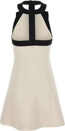 Valentino Womens Mini Sleeveless Dress White Wool-Silk Blend
