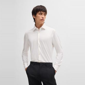 HUGO BOSS Hugo Mens Slim Fit Long Sleeve Shirt in White - Size 17.75 inch