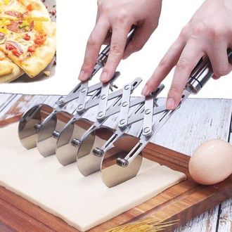 OEM Cortador De Masa De 5 Ruedas, Extensible Y Ajustable, Cortador De Pizza, Para Pasta, Masa, Fondant, Brownie, Pastel, Cortador De Fideos, Plateado