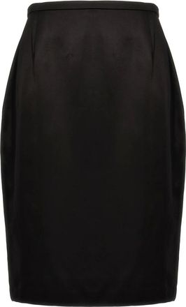 Saint Laurent Rokken, Dames, Zwart, S, Satijn, Satijnen Kokerrok