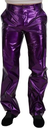 Dolce & Gabbana Purple Shining Men Casual Mens Pants (Pre-Owned)