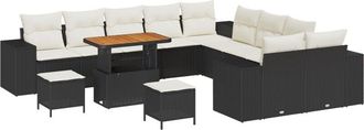vidaXL Vidaxl - Garden Sofa Set with Pillow 13 pcs Black, Cream 90 x 55 x 71 cm
