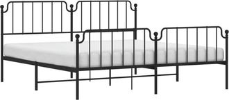vidaXL Estructura Cama Sin Colch&oacute;n Con Estribo Metal Negro 193x203 Cm Vidaxl