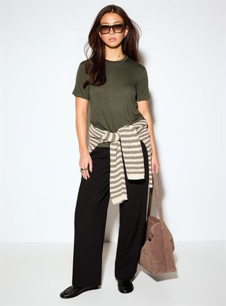 Icone Womens Pleated-waist thick crepe wide-leg pant