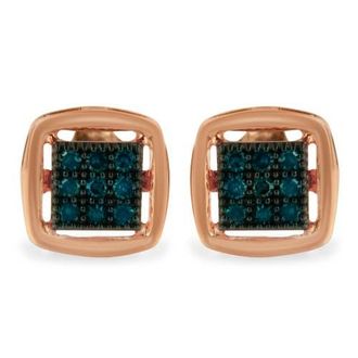 House of Brilliance Rose Plated Silver Rose Diamond Stud Earring in Pink at Nordstrom