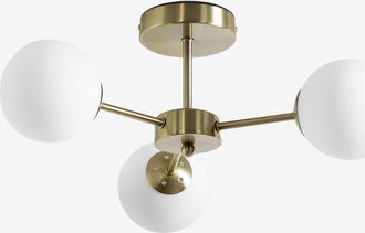 Sklum L&aacute;mpara De Techo En Hierro Con 3 Bolas De Cristal Uvol Sklum Dorado