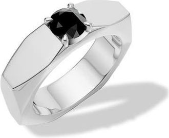 Off-white Hex Nut Lab Grown Diamond Solitaire Ring in Silver/black at Nordstrom, Size 10