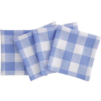 Solino Home Linen Dinner Napkins - Buffalo Check, 20 x 20 in Hydrangea Blue at Nordstrom, Size Large