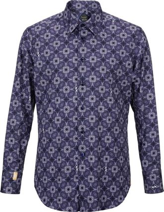 Billionaire Boys Club Shirt Slim Fit - Heren - Casual Overhemden - Blauw - XS - Katoen - Overhemden