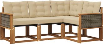 vidaXL Conjunto De Sof&aacute;s De Exterior 4 Uds. Natural Y Beige Vidaxl