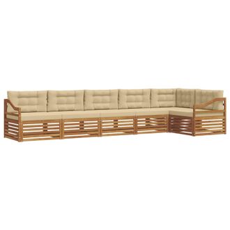 vidaXL Conjunto De Sof&aacute;s De Exterior Con Coj&iacute;n 6 Pcs Natural Y Beige Vidaxl