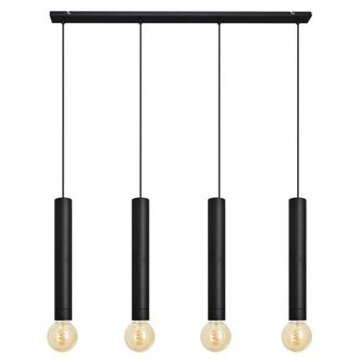 Netlighting Tuba Straight Bar Pendant Ceiling Light Black 100cm