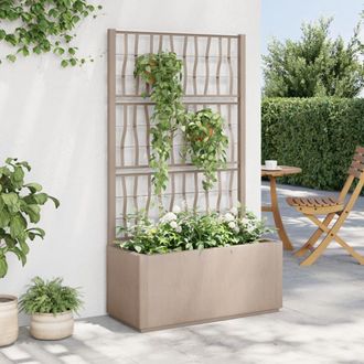 vidaXL Jardinera Con Enrejado Pp Marr&oacute;n Claro 80x36x140 Cm Vidaxl