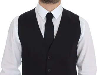 Dolce & Gabbana Blue Cotton Stretch Dress Vest Mens Blazer